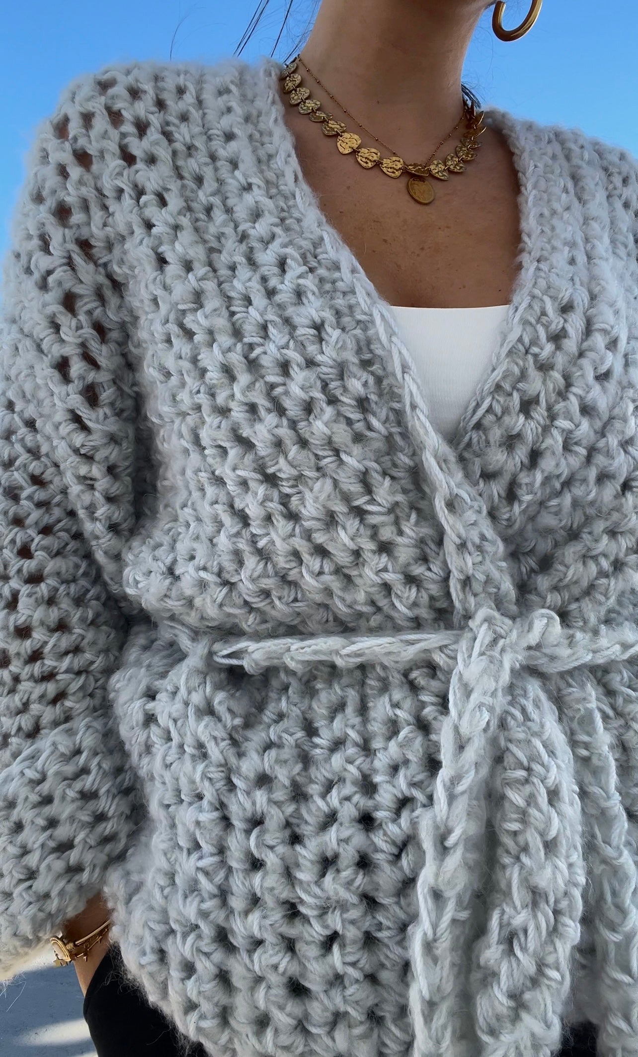 CHUNKY BABE WRAP CARDIGAN + MARSHMALLOW WRAP CARDI